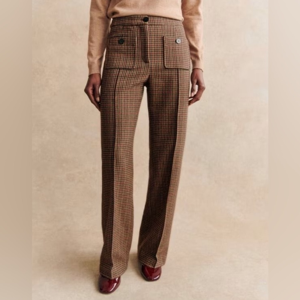 Sezane Dan Trousers Multicoloured Houndstooth - Size 0